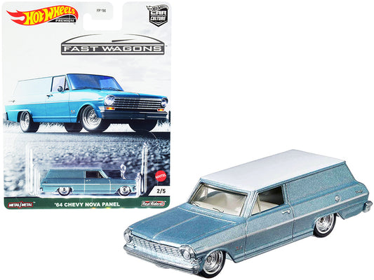 1964 Chevrolet Nova Panel Light Blue Metallic Diecast Model Car - Hotwheels