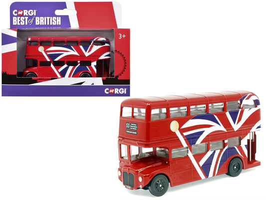 London Bus Red with UK Flag Graphics "Best of British" Series T&y Diecast Model Car by Corgi