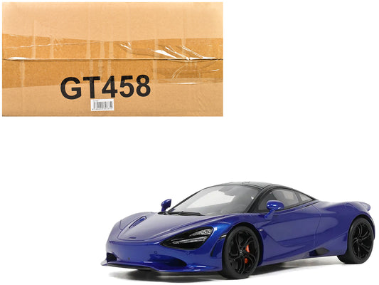 2023 McLaren 750S Coupe Blue Metallic with Black Top 1/18 Model Car by GT Spirit T&y
