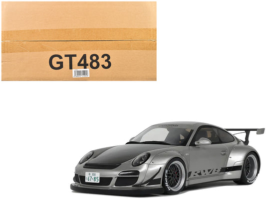 2024 Porsche 911 RWB Abu Silver Metallic with Black Hood 1/18 Model Car by GT Spirit T&y