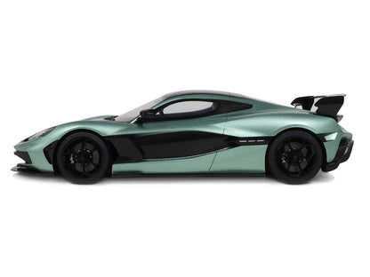 2024 Rimac Nevera R Green Metallic with Black Top 1/18 Model Car by GT Spirit