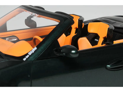2024 Porsche 911 (997) Old & New Tokyo Auto Salon Cabriolet Dark Green Metallic with Orange Interior 1/18 Model Car by GT Spirit