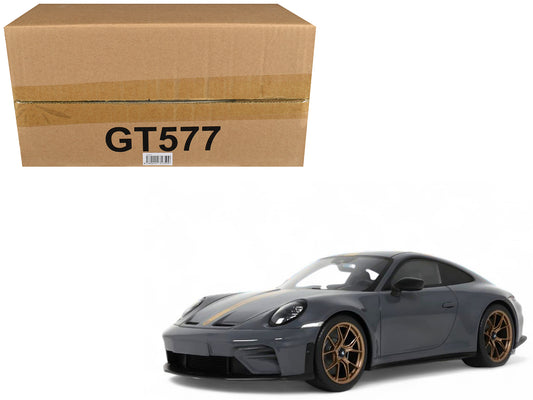 2025 Porsche 911 (992.2) GT3 Touring Gray with Gold Stripe 1/18 Model Car by GT Spirit T&y