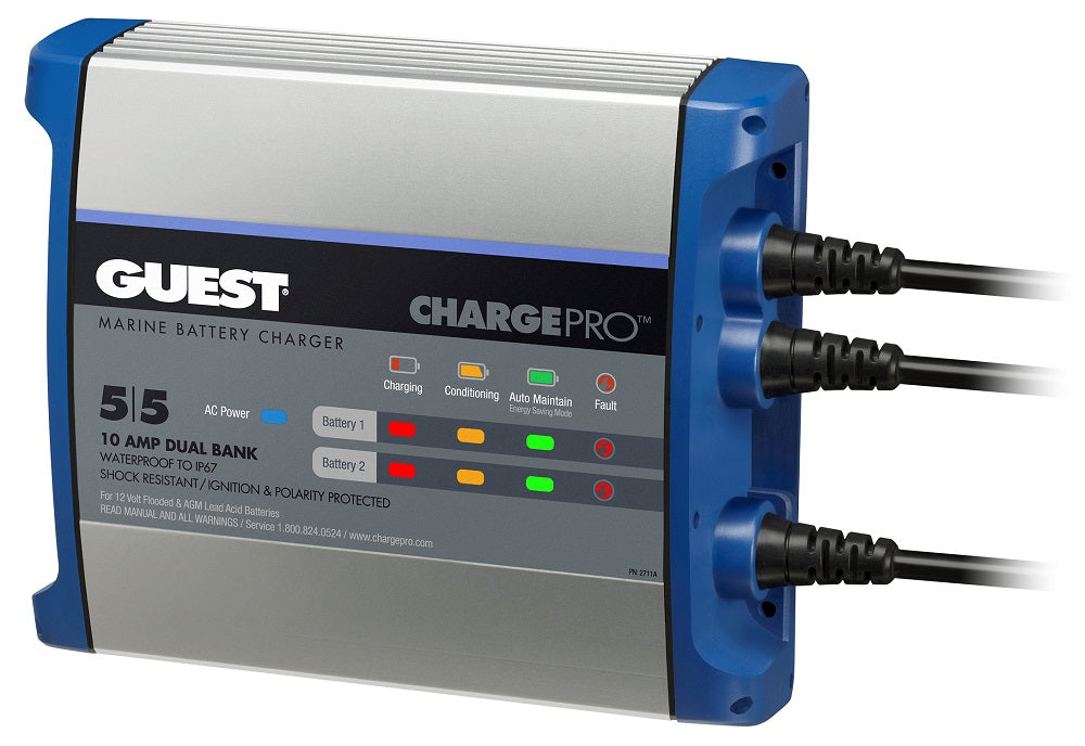Guest 2711A 10A 2 Wtron Bank 120V Input Battery Charger