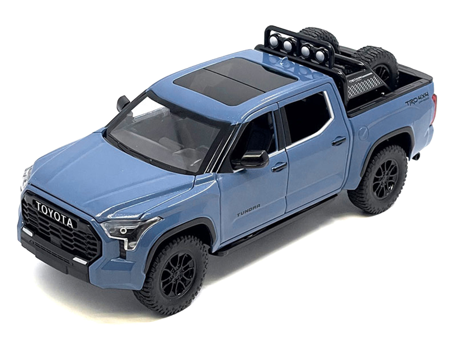 2023 Toyota Tundra TRD 4x4 Pickup Truck Cavalry Blue with Sunroof and Wheel Rack 1/24 Diecast Model Car