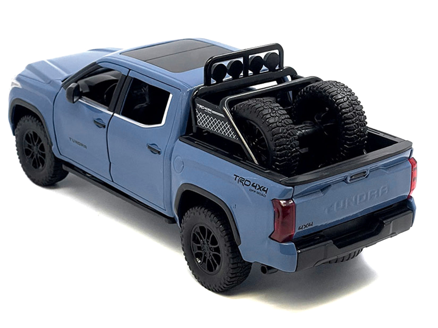 2023 Toyota Tundra TRD 4x4 Pickup Truck Cavalry Blue with Sunroof and Wheel Rack 1/24 Diecast Model Car