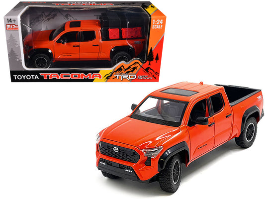 2024 T&yota Tacoma TRD Off-Road Edition Pickup Truck Octane Orange with Bed Camper 1/24 T&y Diecast Model Car