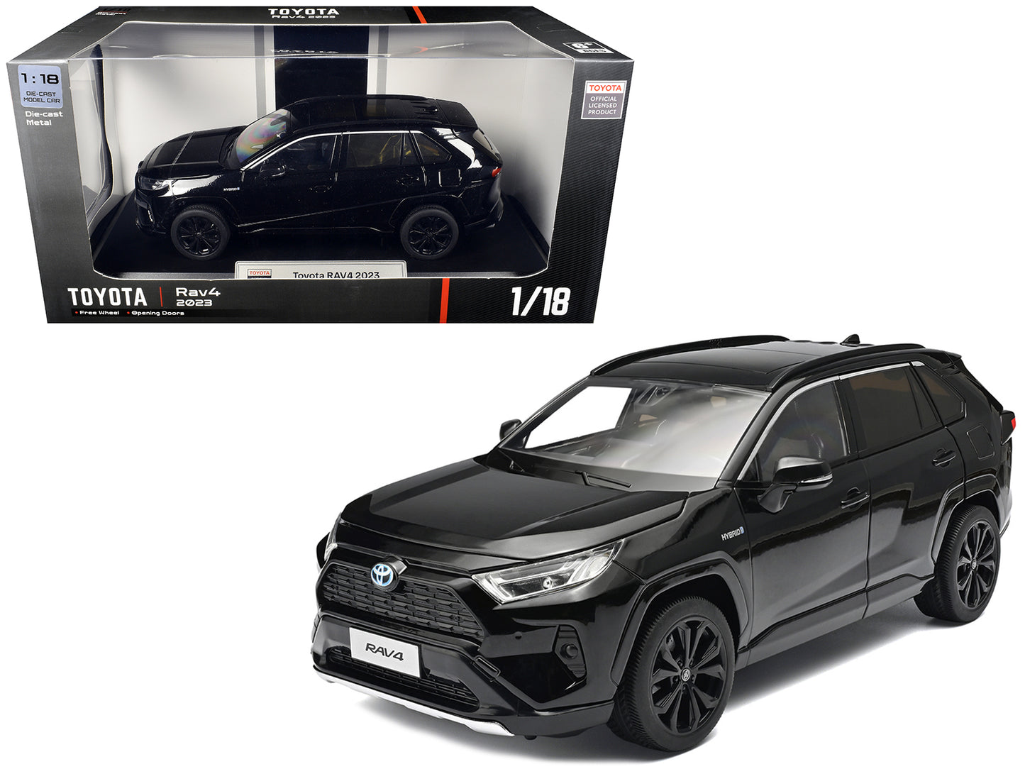 2023 T&yota Rav4 Hybrid Black 1/18 T&y Diecast Model Car by Heimanba