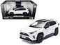 2023 T&yota Rav4 Hybrid White Metallic with Black Top 1/18 T&y Diecast Model Car by Heimanba