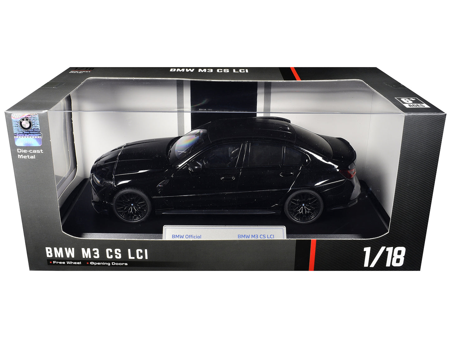 BMW M3 CS LCI Black Metallic with Matt Black Top 1/18 T&y Diecast Model Car by Heimanba