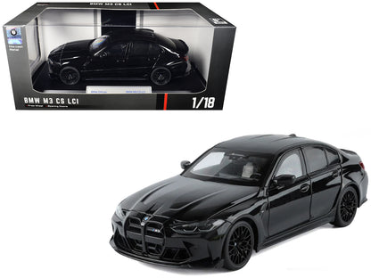 BMW M3 CS LCI Black Metallic with Matt Black Top 1/18 T&y Diecast Model Car by Heimanba