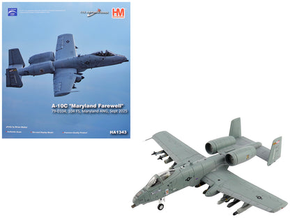 Fairchild Republic A-10C Thunderbolt II Attack Aircraft "80-0283 Maryland Farewell 104 FS Maryland ANG" (2025) United States Air Force "Air Power Series" 1/72 T&y Diecast Model by Hobby Master