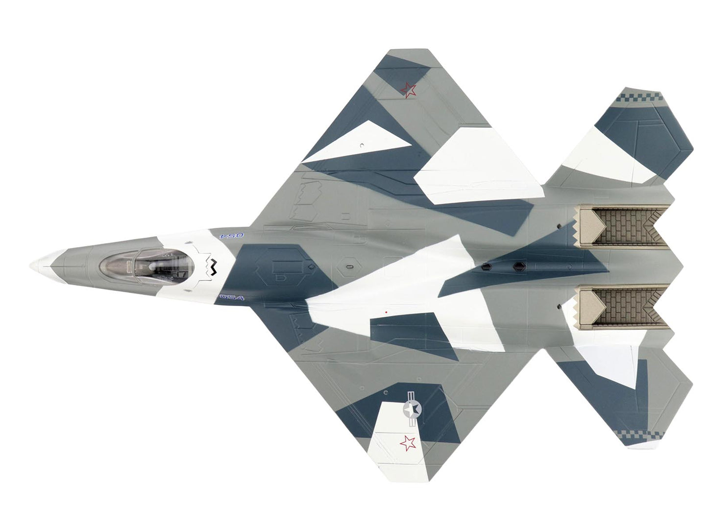 Northrop F-23 Black Widow II Stealth Fighter Aircraft Blue 054 Su-57 Aggressor What If Scheme 65th AGRS Nellis AFB United States Air Force Air Power Series 1/72 T&y Diecast Model by Hobby Master
