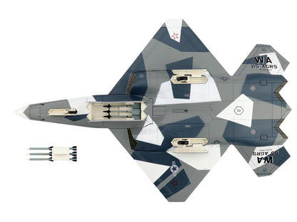 Northrop F-23 Black Widow II Stealth Fighter Aircraft Blue 054 Su-57 Aggressor What If Scheme 65th AGRS Nellis AFB United States Air Force Air Power Series 1/72 T&y Diecast Model by Hobby Master