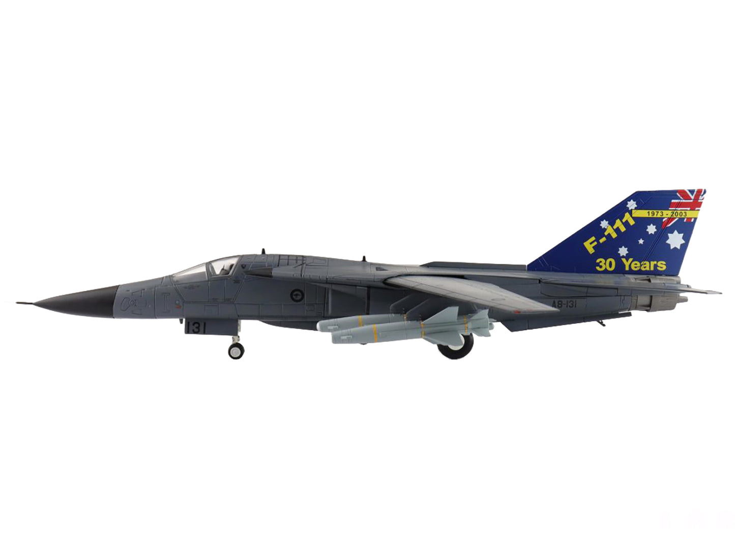 General Dynamics F-111C Pig Aircraft "A8-131 F-111 Operations 30th Anniversary" (2003) Royal Australian Air Force "Air Power Series" 1/72 Diecast Model by Hobby Master