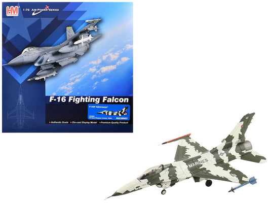 General Dynamics F-16N Fighting Falcon Fighter Aircraft "163269 U.S. Navy Fighter Weapons School" (1990s) United States Marine Corps "Air Power Series" 1/72 T&y Diecast Model by Hobby Master