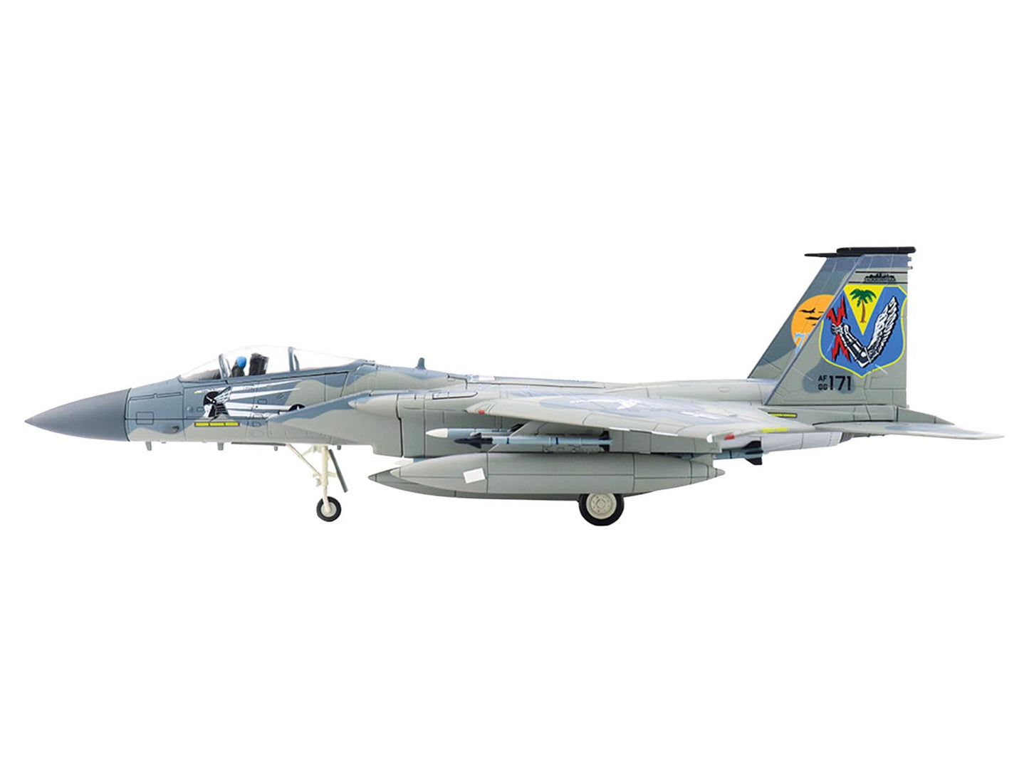 McDonnell Douglas F-15C Eagle Fighter Aircraft "86-0171 Florida ANG 75th Anniversary" (2022) United States Air Force "Air Power Series" 1/72 T&y Diecast Model by Hobby Master
