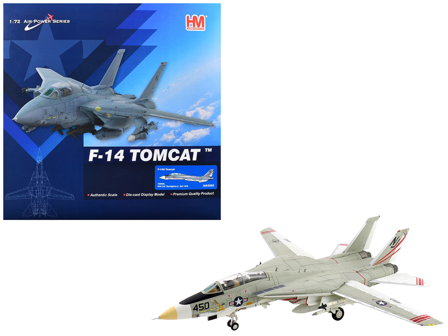 Grumman F-14A Tomcat Fighter Aircraft "VFA-124 Gunfighters" (1978) United States Navy "Air Power Series" 1/72 T&y Diecast Model by Hobby Master