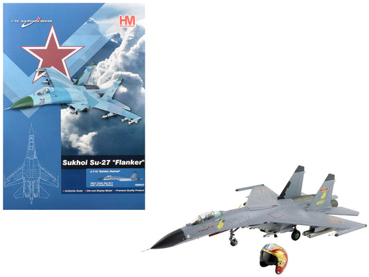 Shenyang J-11A Fighter Aircraft "40547 Golden Helmet" (2014) People's Liberation Army Air Force with 1/8 Scale Golden Helmet "Air Power Series" 1/72 T&y Diecast Model by Hobby Master