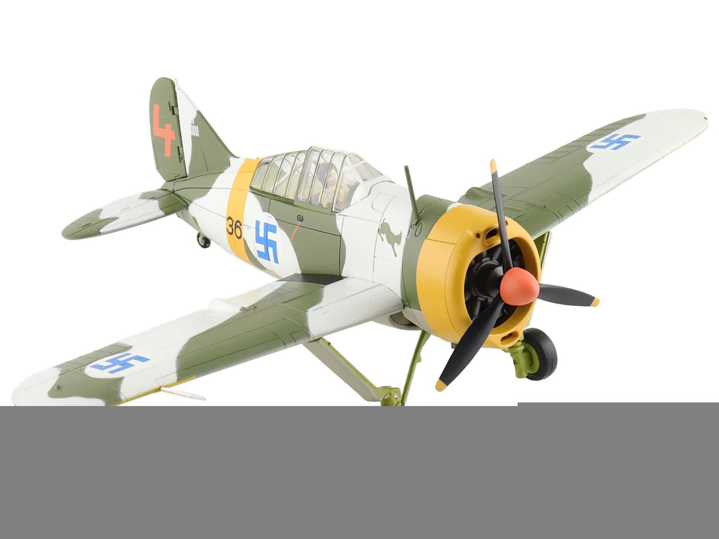Brewster F2A Model 239 "Buffalo" Fighter Aircraft "BW364 LeLv 24 flown by Warrant Officer Ilmari Juutilainen" (1942) Finnish Air Force "Air Power Series" 1/48 Diecast Model by Hobby Master