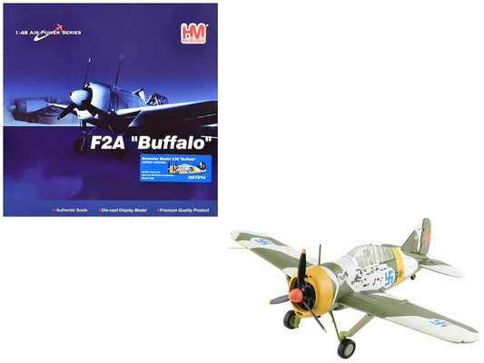 Brewster F2A Model 239 "Buffalo" Fighter Aircraft "BW364 LeLv 24 flown by Warrant Officer Ilmari Juutilainen" (1942) Finnish Air Force "Air Power Series" 1/48 T&y Diecast Model by Hobby Master