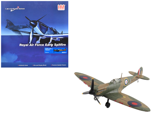Supermarine Spitfire Mk.1a Fighter Aircraft "J/P9374 Dunkirk" British Royal Air Force "Air Power Series" 1/48 T&y Diecast Model by Hobby Master