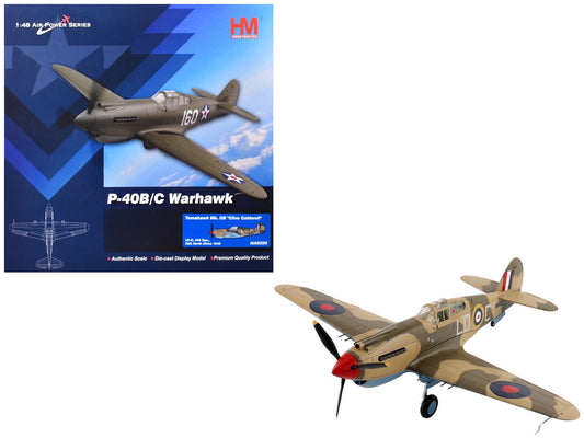 Curtiss P-40 Warhawk Tomahawk Mk IIB Aircraft "LD-C Clive Caldwell No. 250 Squadron North Africa" (1942) British Royal Air Force "Air Power Series" 1/48 T&y Diecast Model by Hobby Master