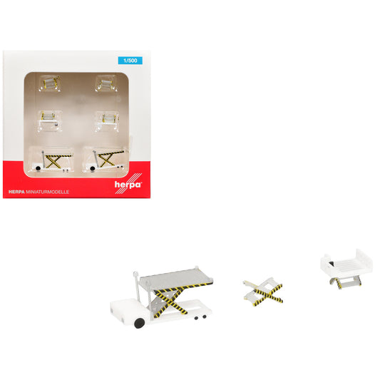 Container Loader 2 Vehicle Set White 1/500 T&y Diecast Model by Herpa