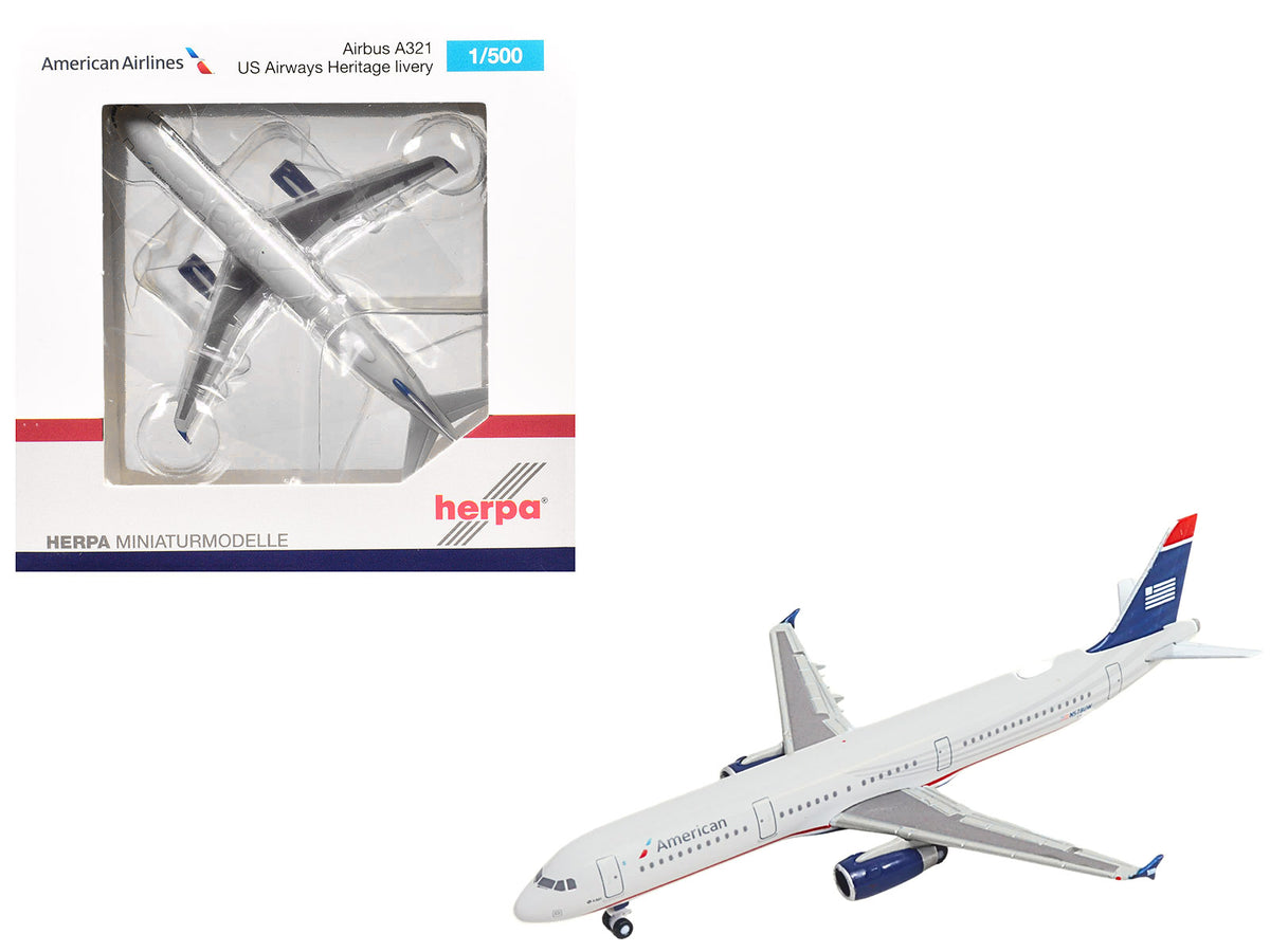 Airbus A321 Commercial Aircraft American Airlines Gray Blue Tail 1/500 Diecast