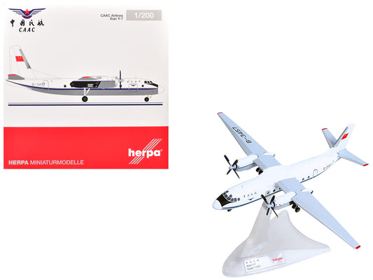 Xian Y-7 Commercial Aircraft "CAAC Airlines" (B-3457) White with Blue Stripes 1/200 T&y Diecast Model by Herpa