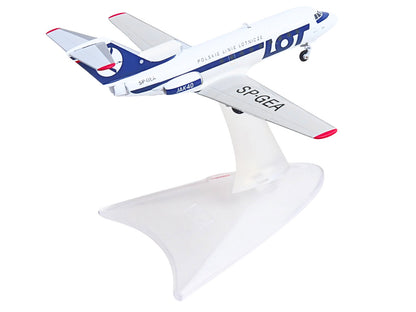 Yakovlev Yak-40 Commercial Aircraft "LOT Polish Airlines" (SP-GEA) White with Blue Stripes and Tail 1/200 Diecast Model by Herpa