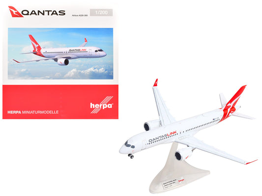 Airbus A220-300 Commercial Aircraft "QantasLink" (VH-X4B) White with Red Tail 1/200 T&y Diecast Model by Herpa