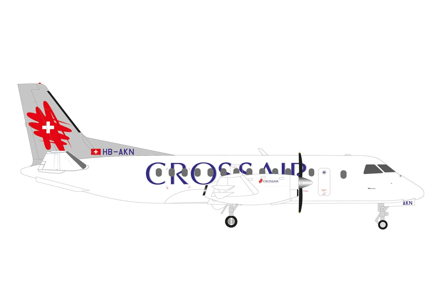 Saab 340 Commercial Aircraft "Crossair" (HB-AKN) White with Tail Graphics 1/200 Diecast Model Airplane by Herpa <h2>Saab Herpa</h2> <p>High-quality car perfect for collectors and enthusiasts. Features