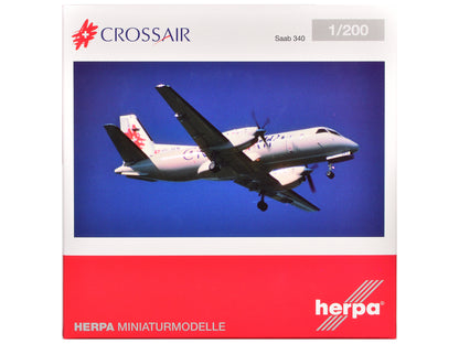 Saab 340 Commercial Aircraft "Crossair" (HB-AKN) White with Tail Graphics 1/200 Diecast Model Airplane by Herpa <h2>Saab Herpa</h2> <p>High-quality car perfect for collectors and enthusiasts. Features
