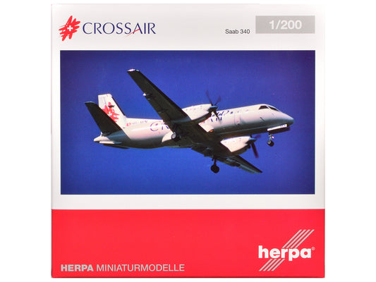 Saab 340 Commercial Aircraft "Crossair" (HB-AKN) White with Tail Graphics 1/200 Diecast Model Airplane by Herpa <h2>Saab Herpa</h2> <p>High-quality car perfect for collectors and enthusiasts. Features