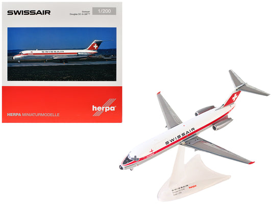 Douglas DC-9-30F Commercial Aircraft "Swissair" (HB-IFW) White with Red Stripes 1/200 T&y Diecast Model Airplane by Herpa