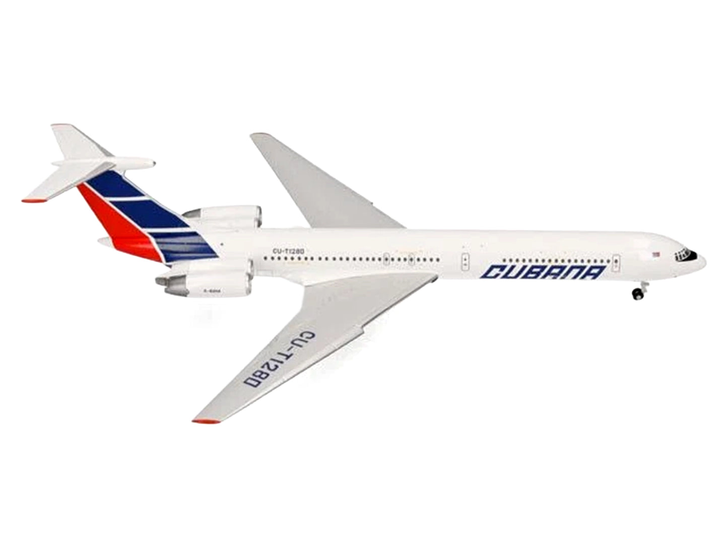 Ilyushin IL-62M Commercial Aircraft "Cubana de Aviacion" (T1280) White with Blue and Red Tail 1/200 Diecast Model Airplane by Herpa <h2>Ilyushin Herpa</h2> <p>High-quality car perfect for collectors e