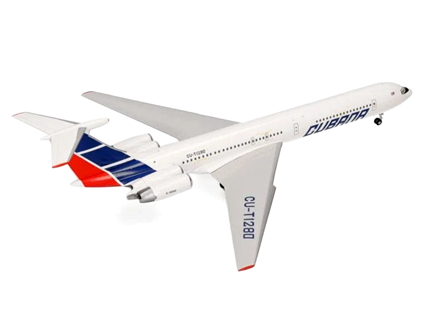 Ilyushin IL-62M Commercial Aircraft "Cubana de Aviacion" (T1280) White with Blue and Red Tail 1/200 Diecast Model Airplane by Herpa <h2>Ilyushin Herpa</h2> <p>High-quality car perfect for collectors e