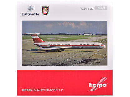 Ilyushin IL-62M Commercial Aircraft "German Luftwaffe" (11+22) White with Red Stripes 1/200 Diecast Model Airplane by Herpa <h2>Ilyushin Herpa</h2> <p>High-quality car perfect for collectors and enthu