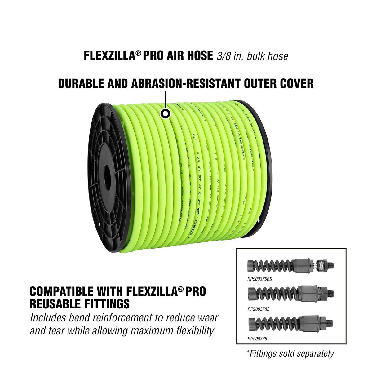 Flexzilla Pro Heavy Duty Lightweight Bulk Air Hose 3/8â€³ x 250â€² on Plastic Spool