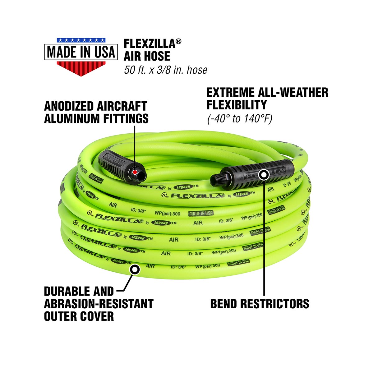 Flexzilla Heavy Duty Lightweight Air Hose 3/8" x 50'