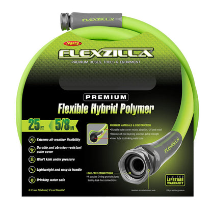 FlexzillaÂ® Garden Hose 5/8" x 25' 3/4" - 11 1/2 GHT Fittings ZillaGreenÂ®