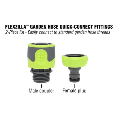 Flexzilla Garden Hose Quick Connect Fittings Coupler Plug Kit (2 Piece)