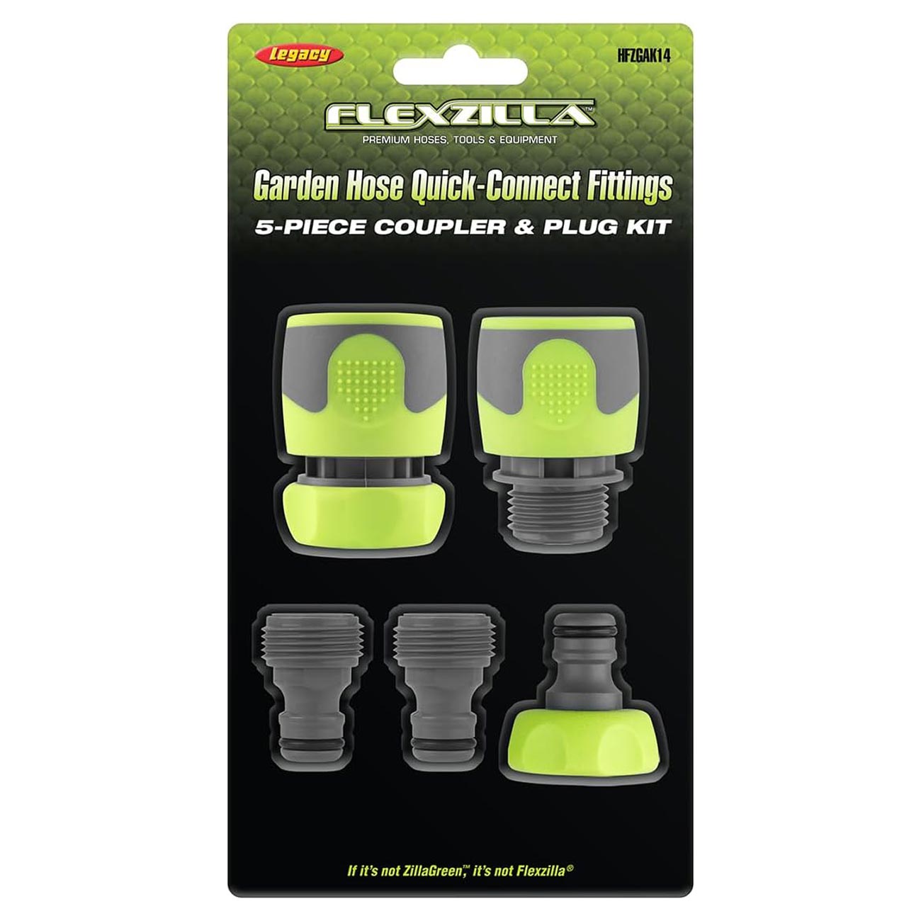 Flexzilla Garden Hose Quick Connect Fittings Coupler Plug Kit (5 Piece)