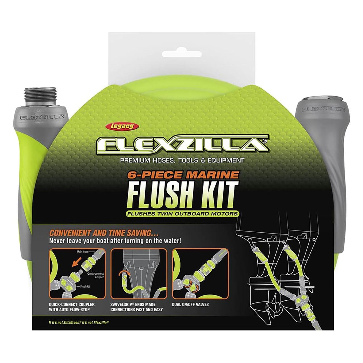 Flexzilla Marine Twin Outboard Flush Kit 5/8" x 3/4" 11-1/2 GHT Fittings (6-Piece)