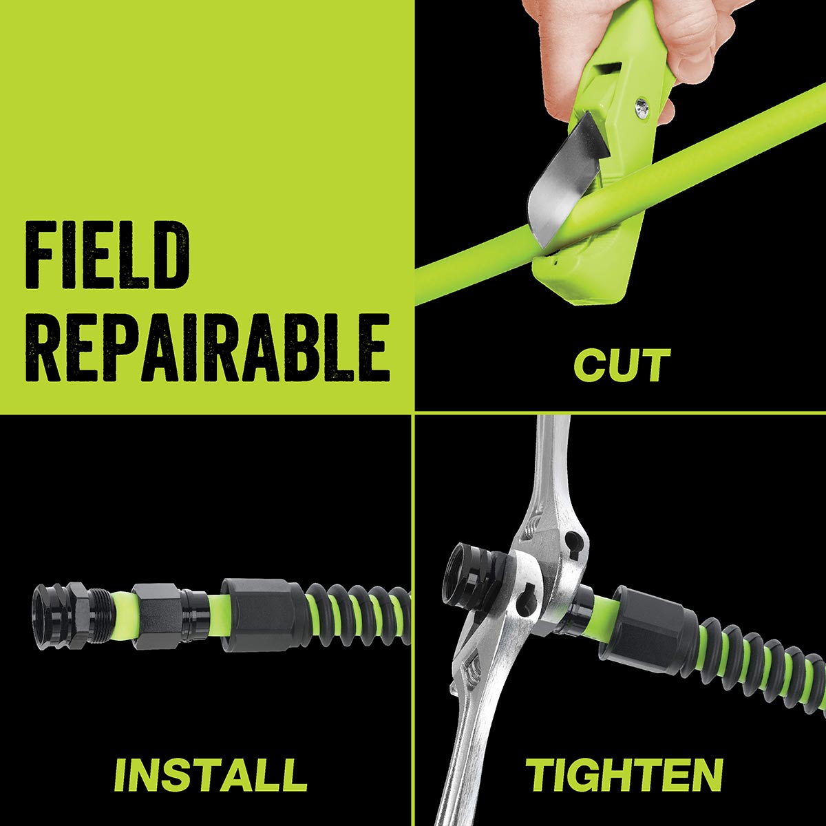 Flexzilla® Pro Water Hose 5/8" x 50' 3/4" - 11 1/2 GHT Fittings ZillaGreen®