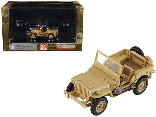 U.S. 1/4 ton Military Vehicle Desert Sand 1/72 Diecast Model Car - Hobby Master
