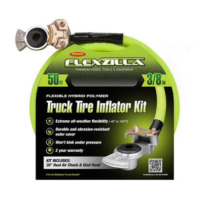 Flexzilla Heavy Duty Light Weight Truck Tire Inflator Kit with 3/8" x 50' Hose
