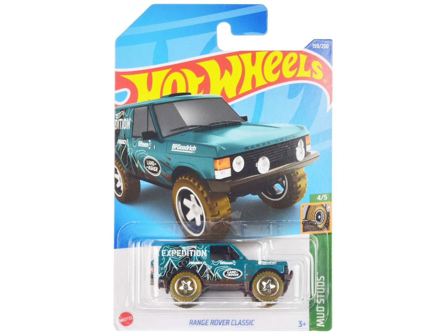 Hot Wheels Land Rover Range Classic Teal with White Graphics "Hot Expedition" "Mud Studs" Series Diecast Model Car by <h2>Land Wheels</h2> <p>High-quality perfect for collectors and enthusiasts. Featu
