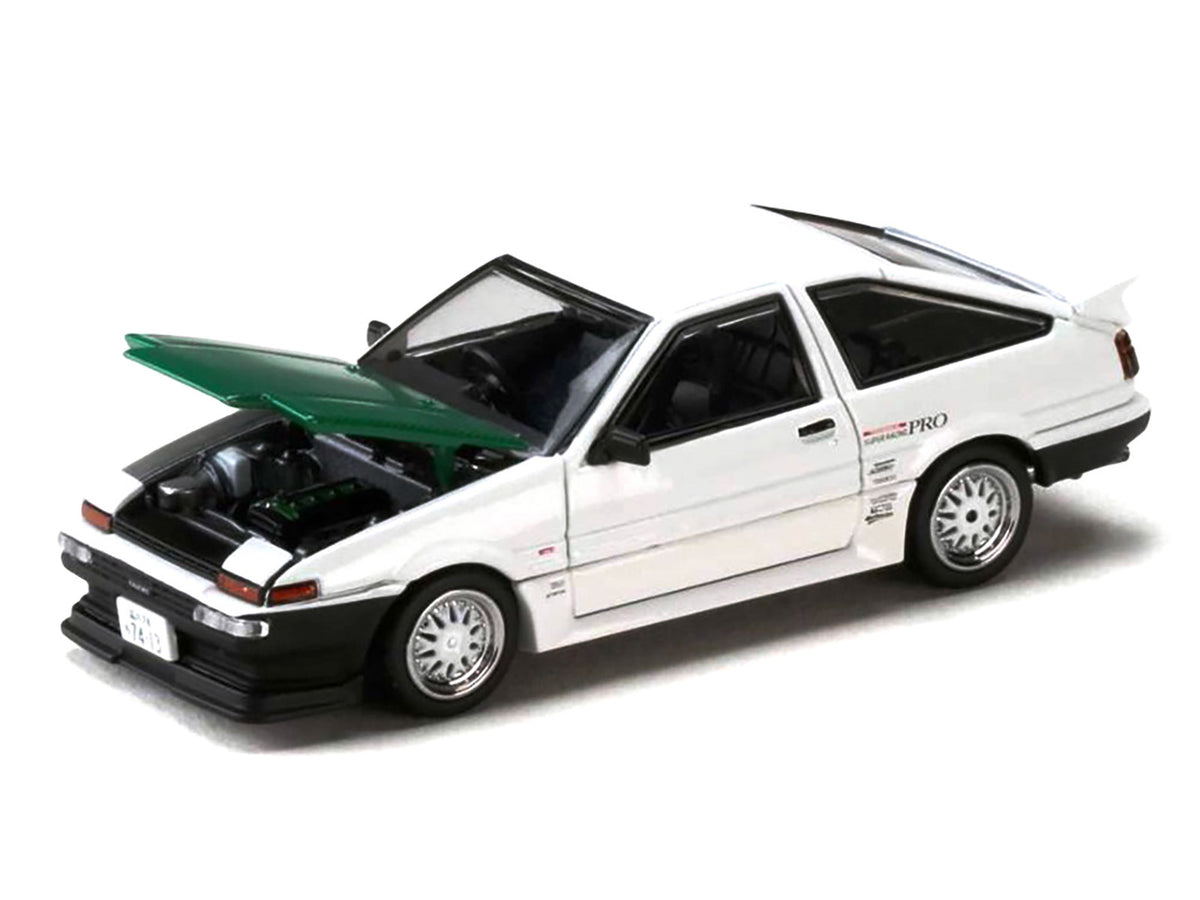 Toyota Sprinter Trueno RHD White with Green Carbon Hood 1/64 Diecast
